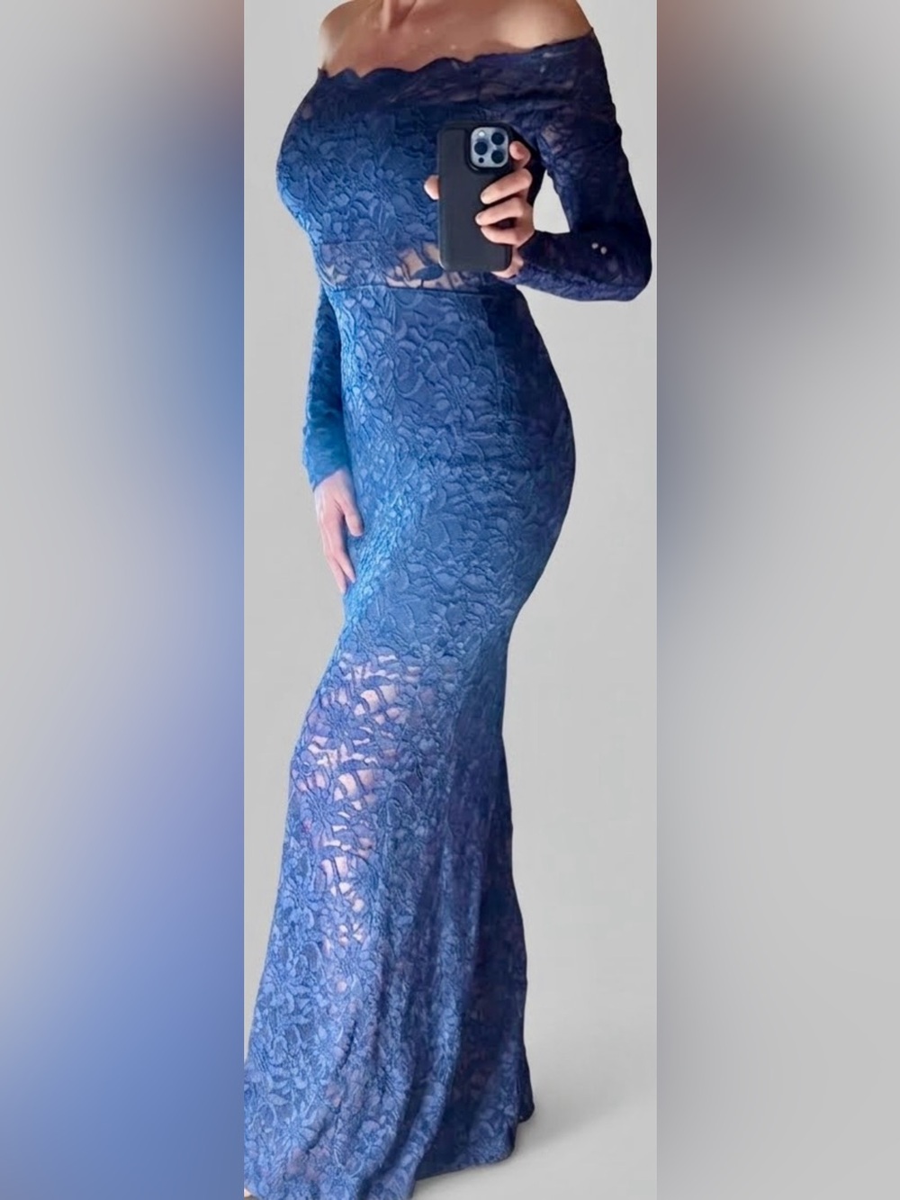 Jump Blue Lace Long Sleeve Maxi Dress